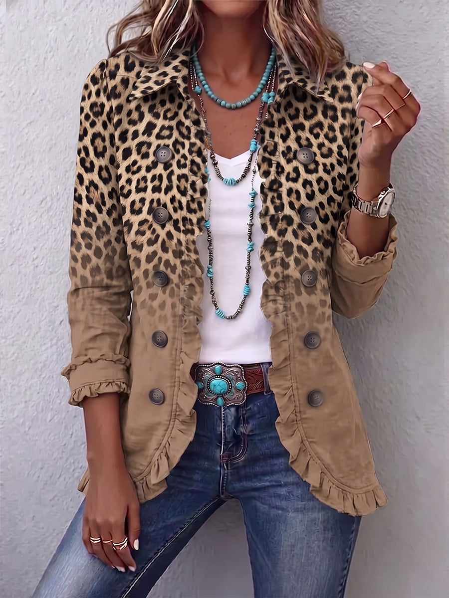 Estrella | Gradient Leopard-Print Jacket with Ruffles