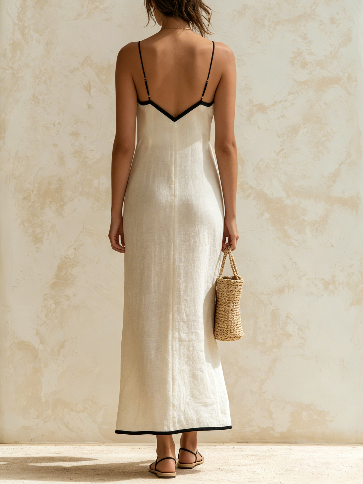 Marisa | Chevron Maxi Dress with Contrast Detail