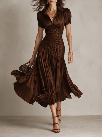 Adriana ∙ Satin midi dress with retro stripes