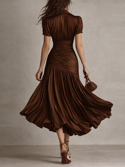 Adriana ∙ Satin midi dress with retro stripes