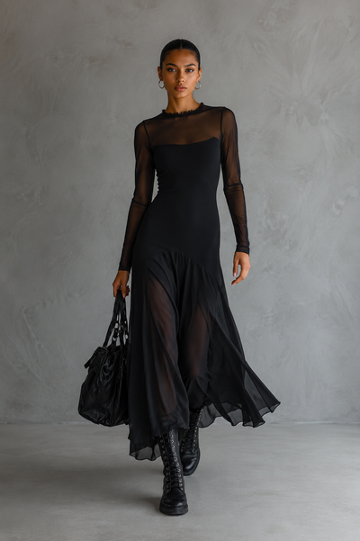 Neroa ∙ Loose-fitting black maxi dress in tulle