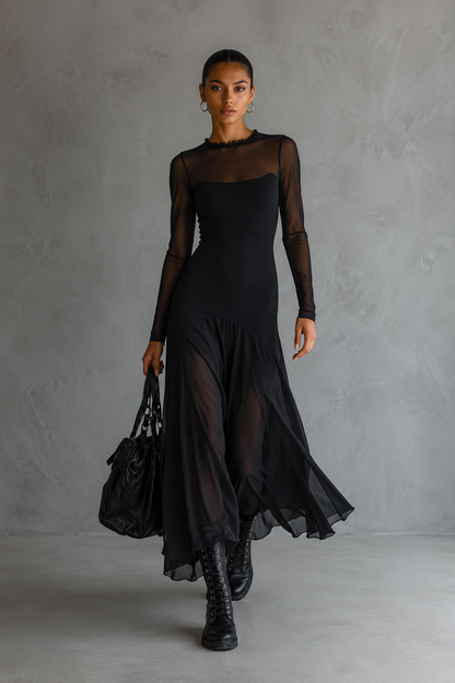 Neroa ∙ Loose-fitting black maxi dress in tulle