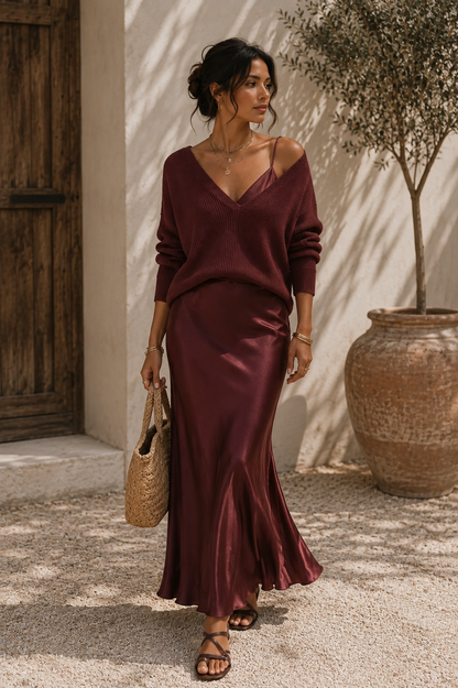 Alma | Vestido de Satén Elegante con Jersey