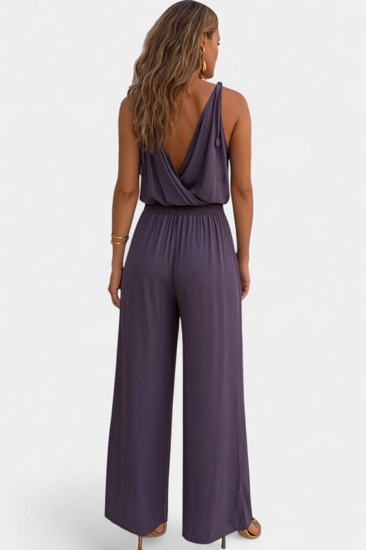 Donatila | Unique jumpsuit with gold details and leg slits