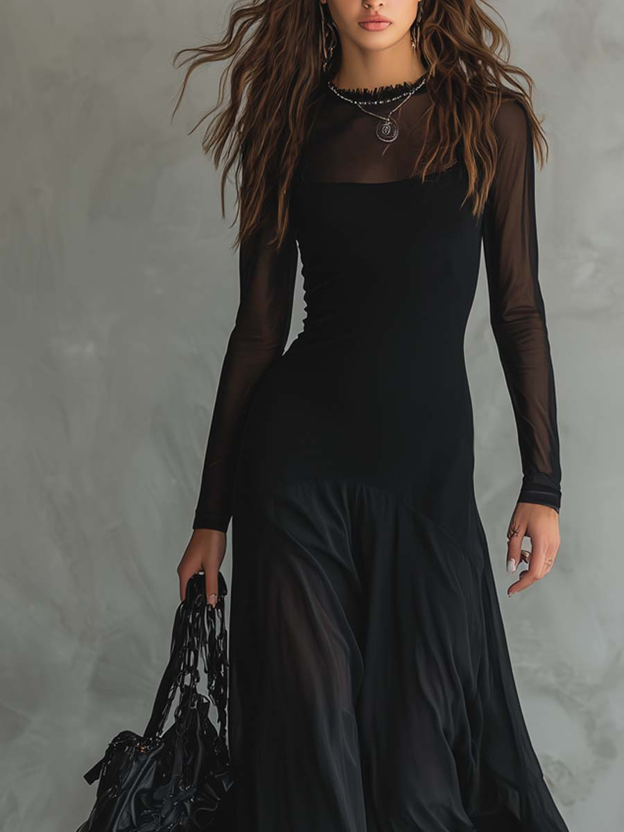 Neroa ∙ Loose-fitting black maxi dress in tulle
