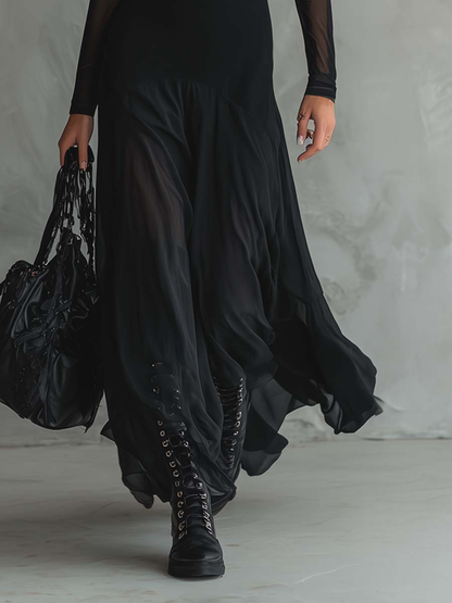 Neroa ∙ Loose-fitting black maxi dress in tulle