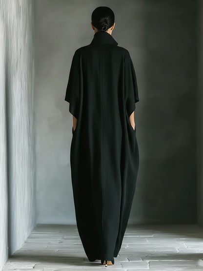 Alessandra • Minimalist black oversized maxi dress with kimono sleeves