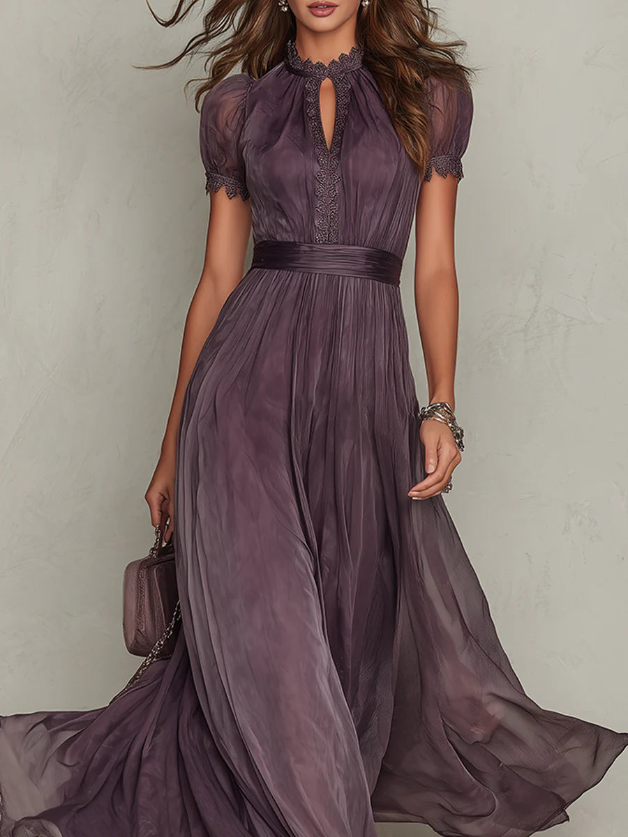 Flavia ∙ Long purple dress with a V-neck