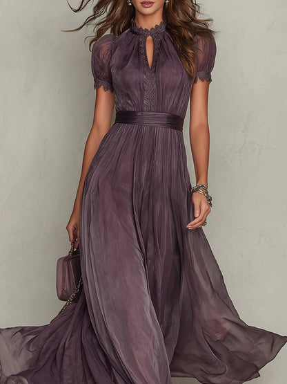 Flavia ∙ Long purple dress with a V-neck