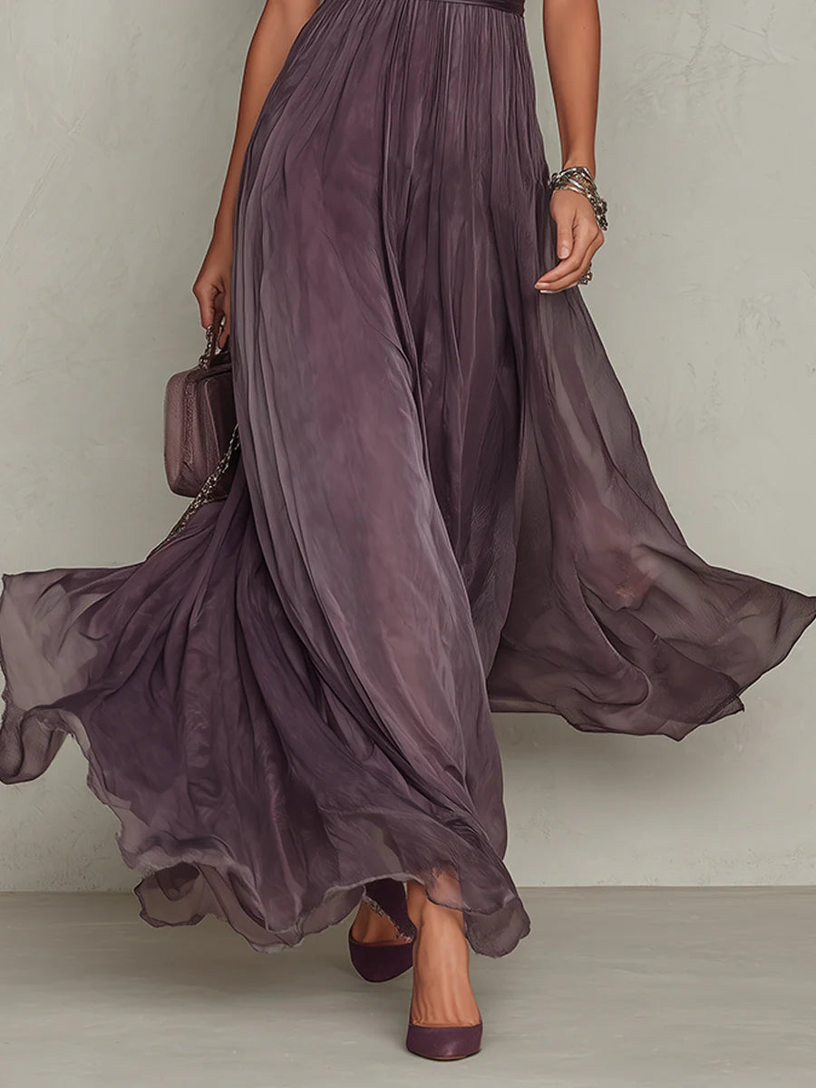 Flavia ∙ Long purple dress with a V-neck