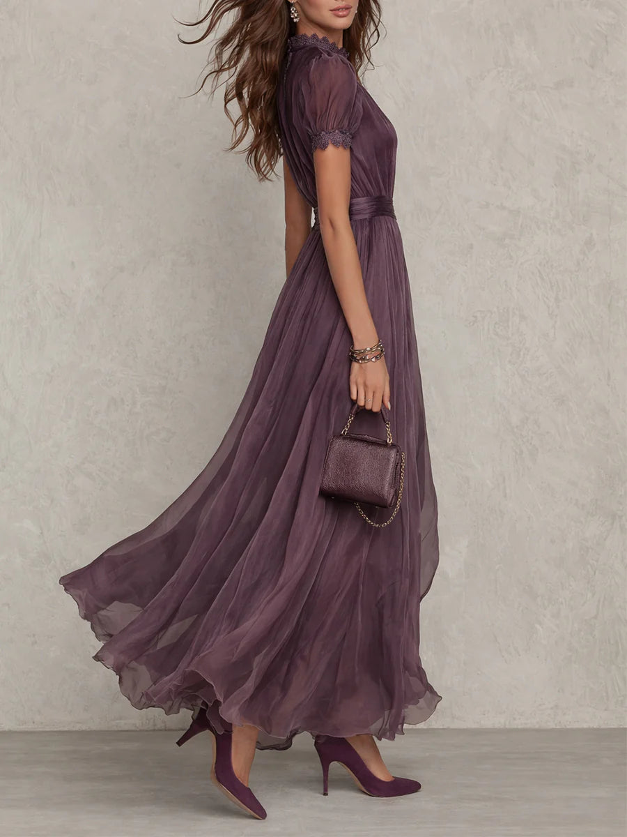 Flavia ∙ Long purple dress with a V-neck