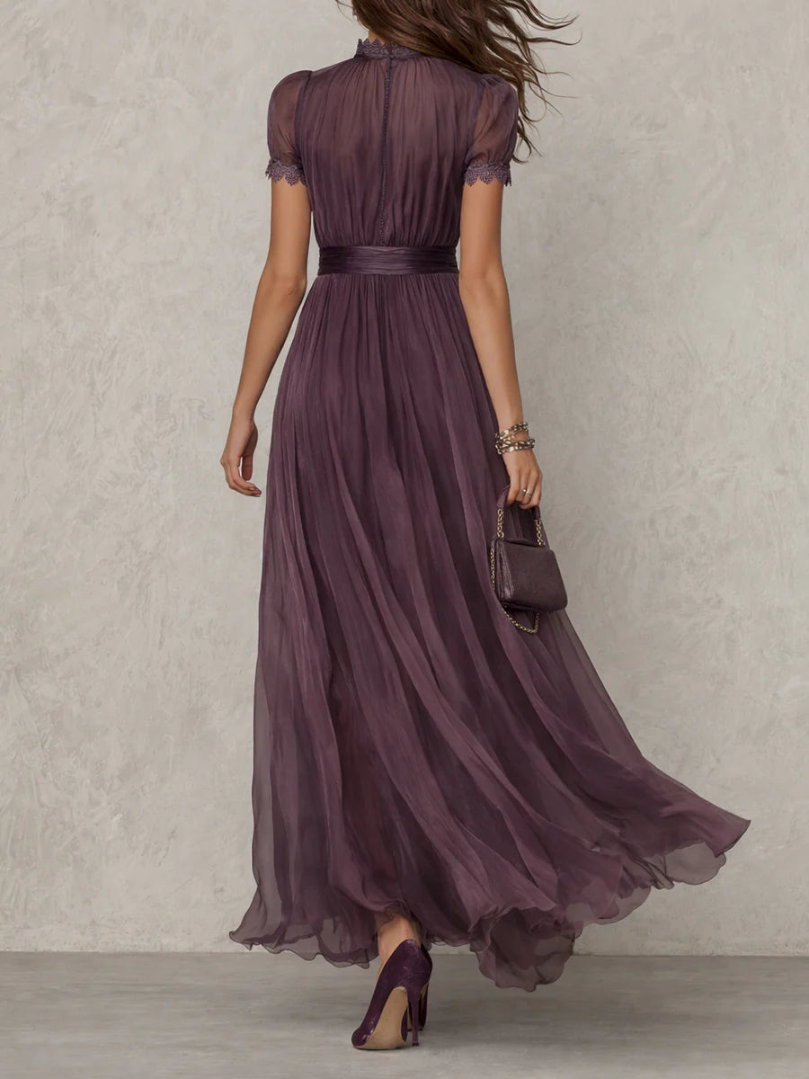 Flavia ∙ Long purple dress with a V-neck