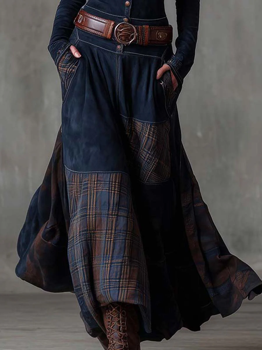 Élise | Long suede-effect dress with a belt