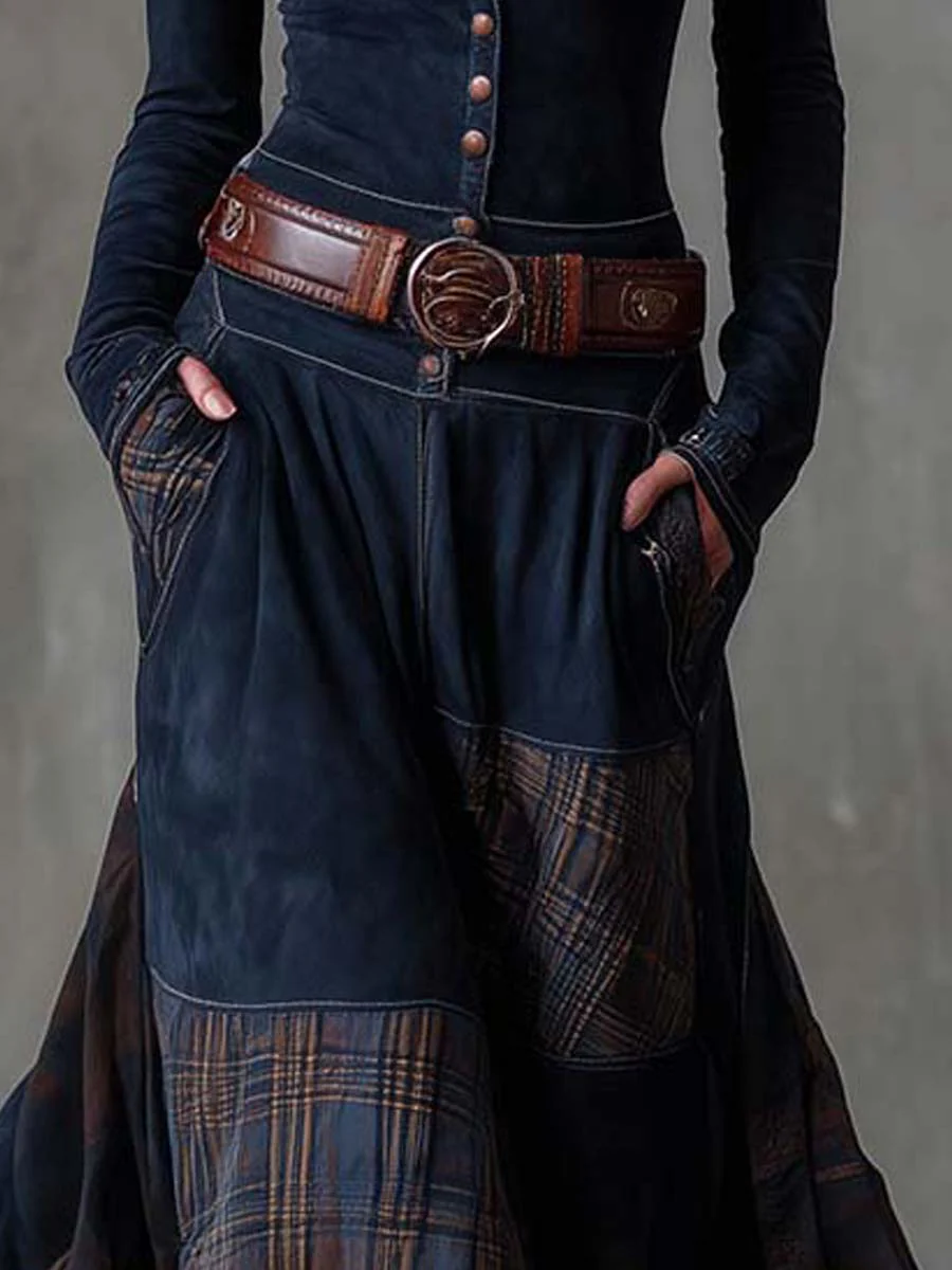 Élise | Long suede-effect dress with a belt