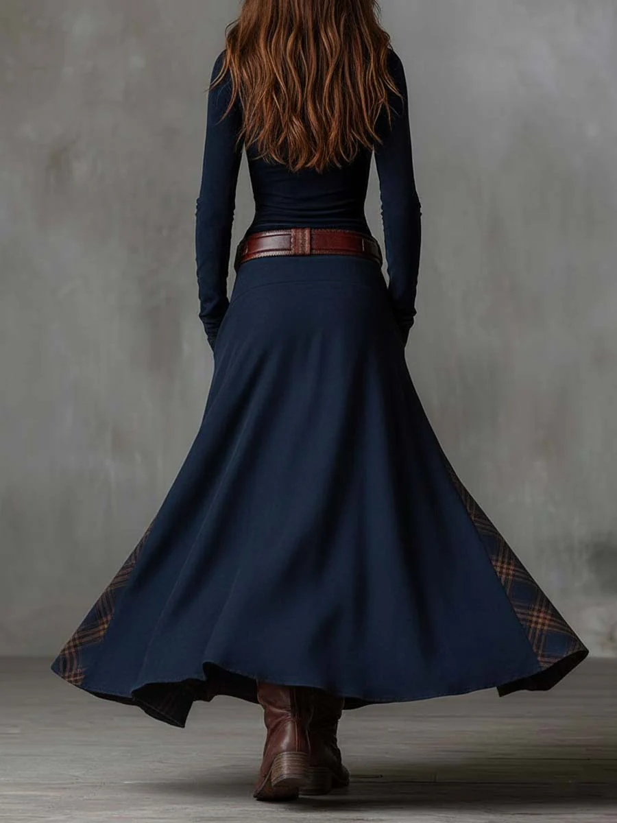 Élise | Long suede-effect dress with a belt
