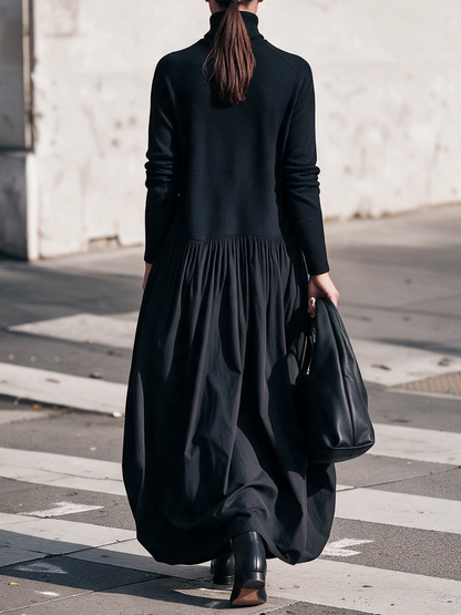 BERENICE | Long, Oversized High-Neck Dress with Pockets