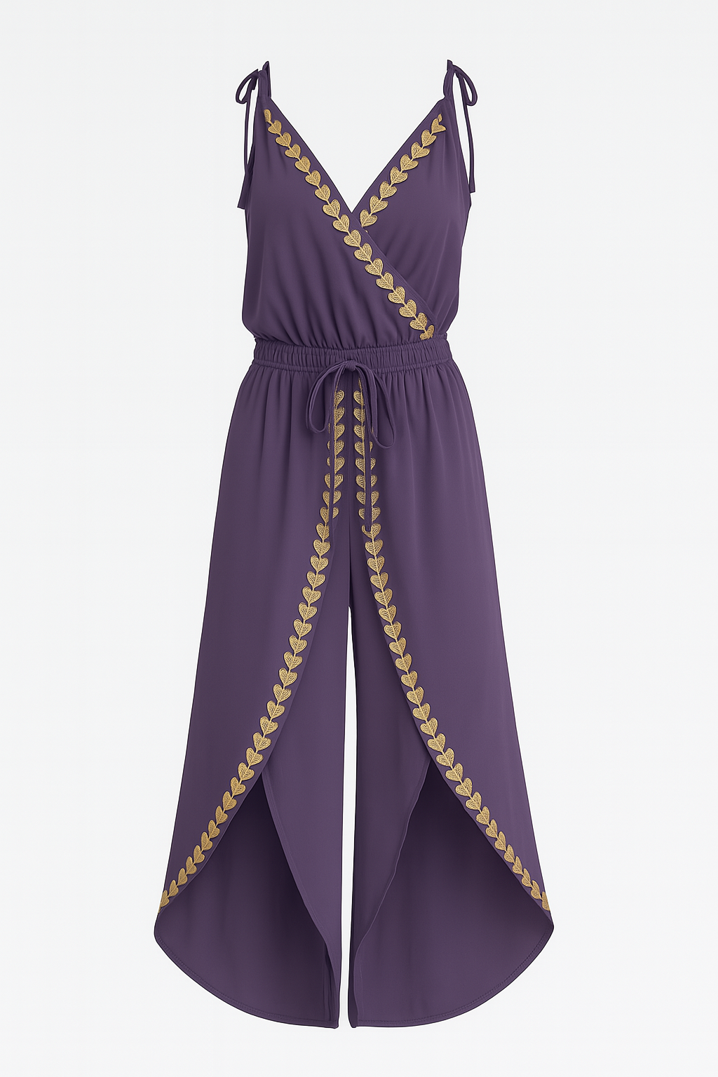 Donatila | Unique jumpsuit with gold details and leg slits