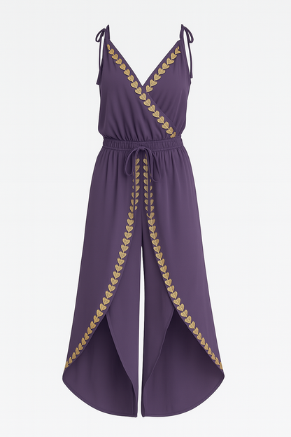Donatila | Unique jumpsuit with gold details and leg slits