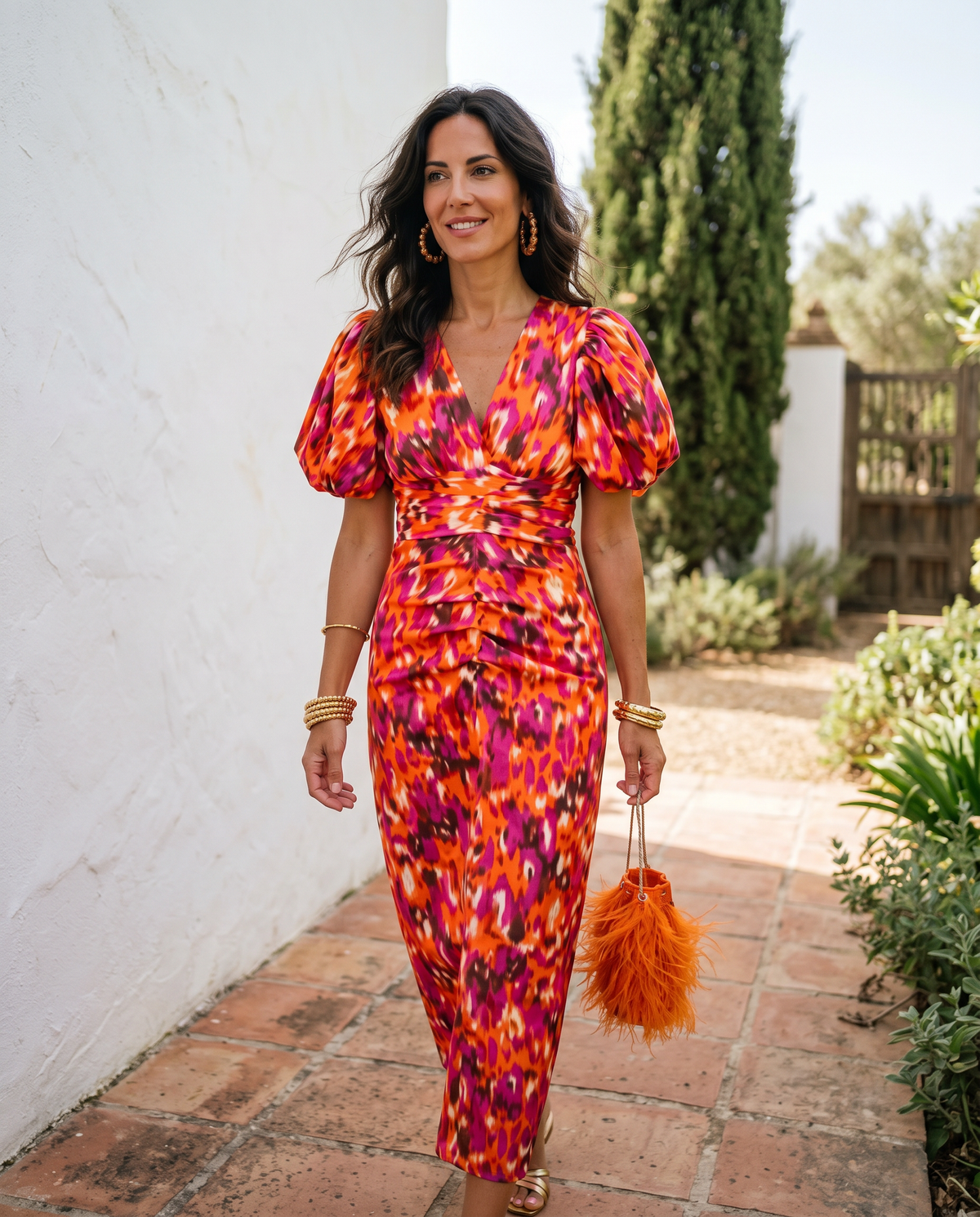 Carla™ | Floral Puff-Sleeve Midi Dress