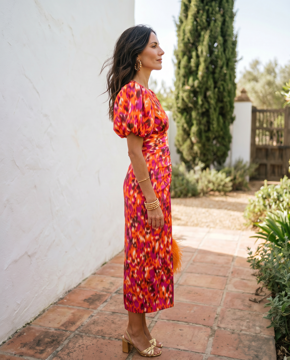 Carla™ | Floral Puff-Sleeve Midi Dress